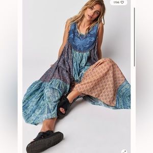 Free People Lost Palms Craft Mixed Print Patchwork Maxi Dress
